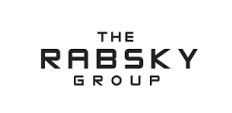 Black and white logo for The Rabsky Group, a leading demolition company in New York NY, with the company name displayed in bold, modern capital letters across three lines.